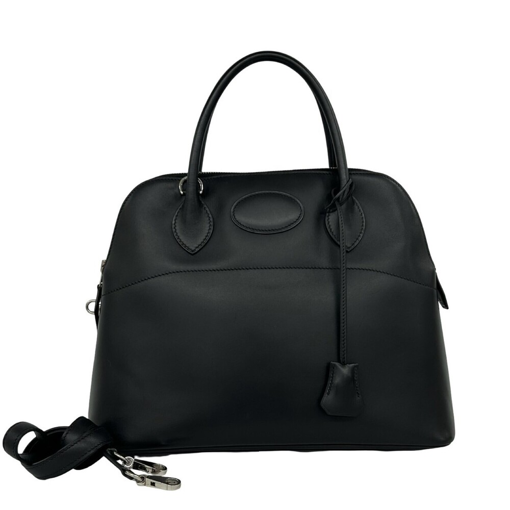 HERMES Bolide 31 Box Calf Leather 2-way Handbag/Shoulder Bag Black 06567